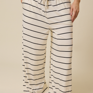 Aria Bamboo Casual Lounge Pant | White & Black Stripe