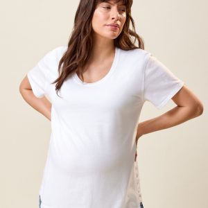 Relaxed Cotton Maternity & Nursing T-shirt | White