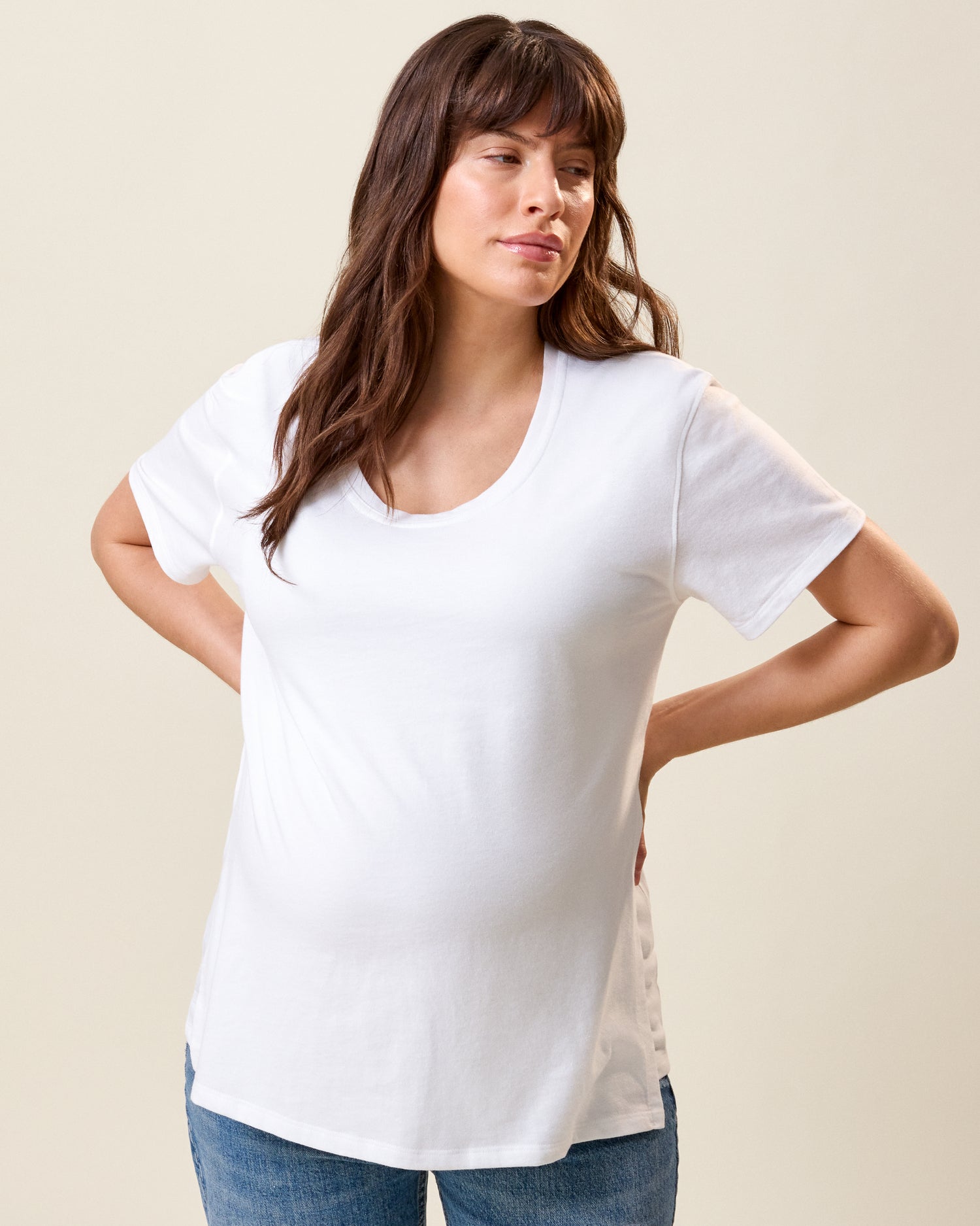 Relaxed Cotton Maternity & Nursing T-shirt | White