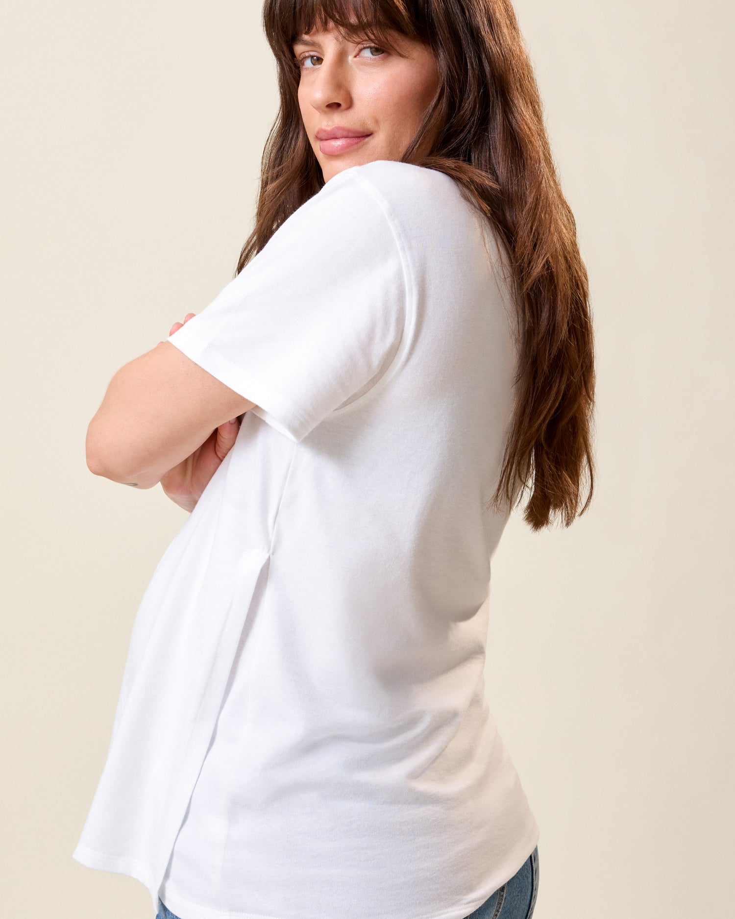 Relaxed Cotton Maternity & Nursing T-shirt | White - Image 3