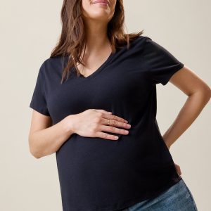 Modal V-neck Nursing T-shirt | Black