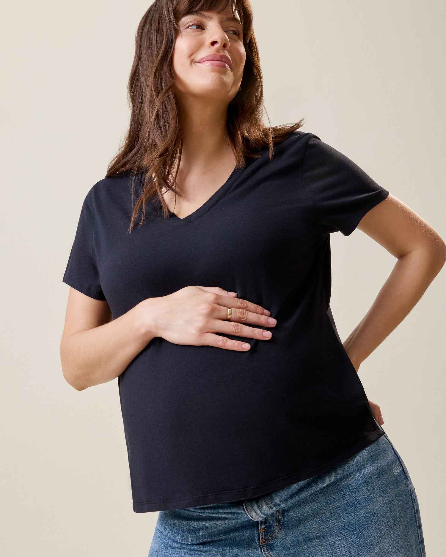 Modal V-neck Nursing T-shirt | Black