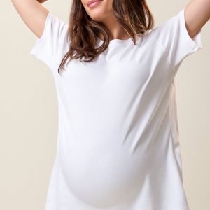 Pima Cotton Side Zip Maternity & Nursing T-shirt | White