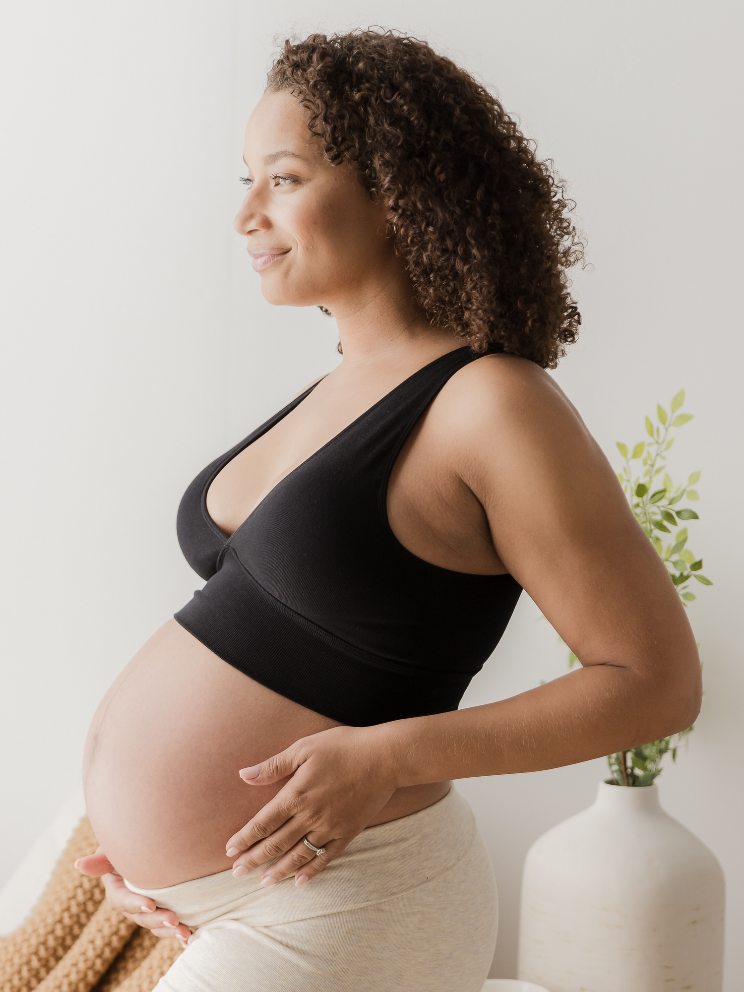 Sublime® Bamboo Maternity & Nursing Plunge Bra | Black - Image 2