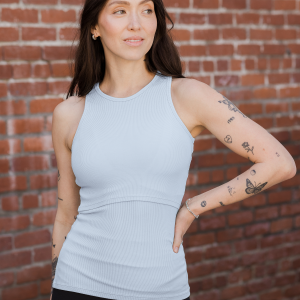 Ribbed Bamboo Racerback Nursing Tank | French Blue