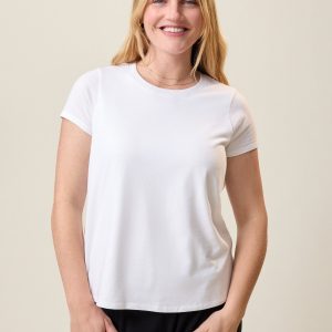 Cotton Crew Neck Nursing T-shirt | White