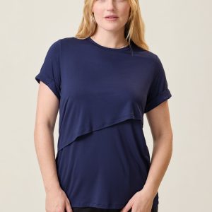Asymmetrical Nursing T-shirt | Navy