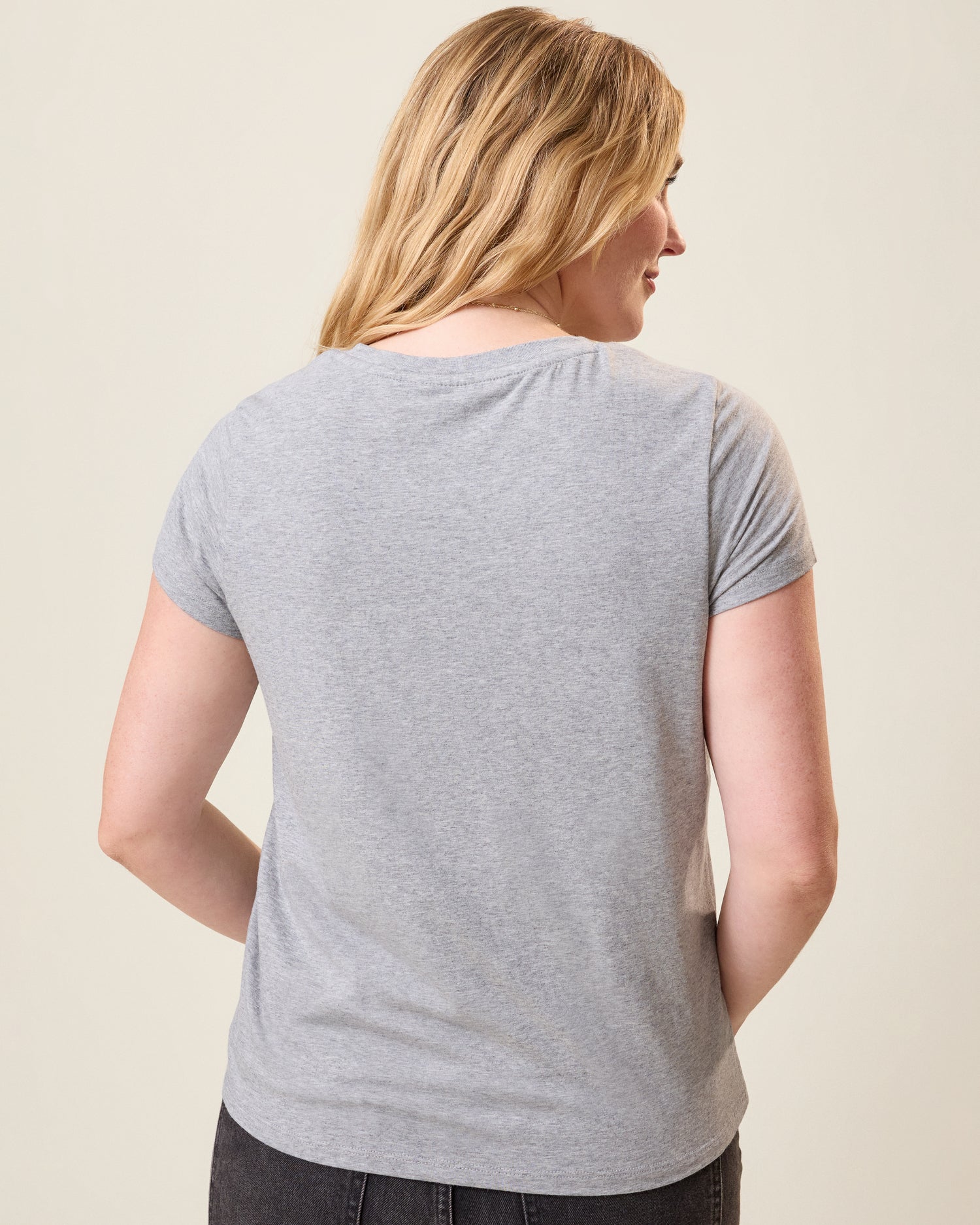 Modal Crew Neck Nursing T-shirt | Grey Heather - Image 5