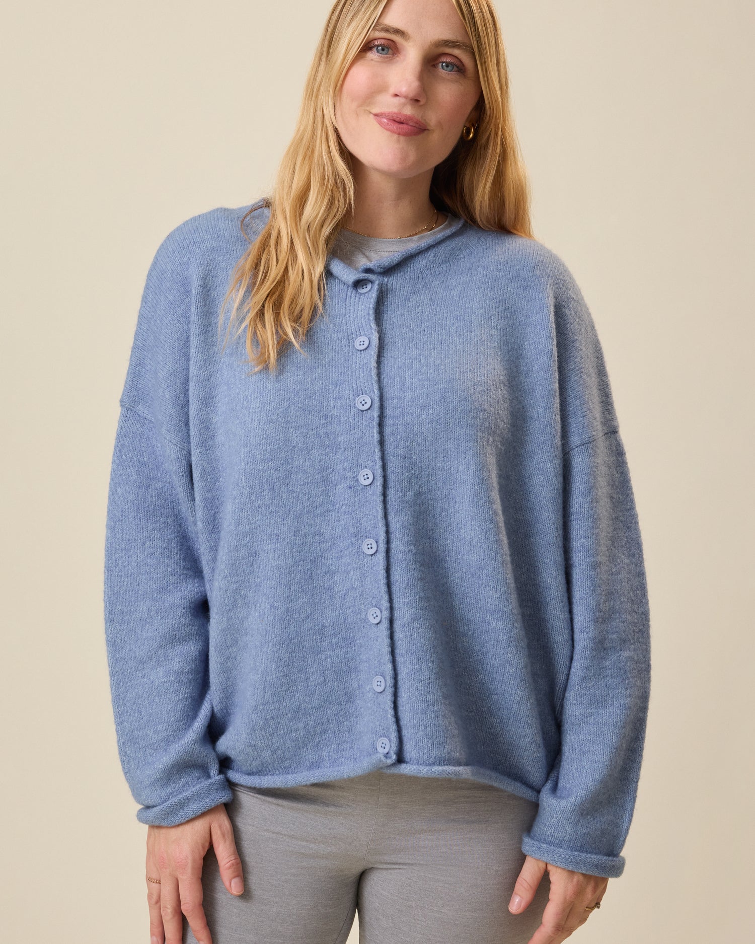 Ultra Soft Maternity & Postpartum Cardigan | Slate Blue Heather