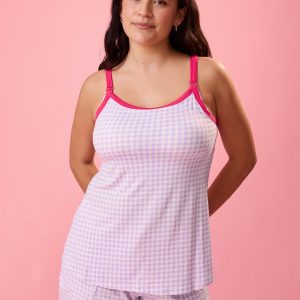 Bamboo Lounge Around Nursing Tank | Lavender Gingham