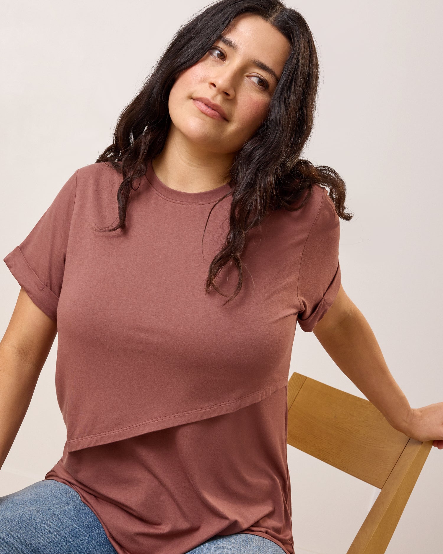 Asymmetrical Nursing T-shirt | Redwood - Image 5