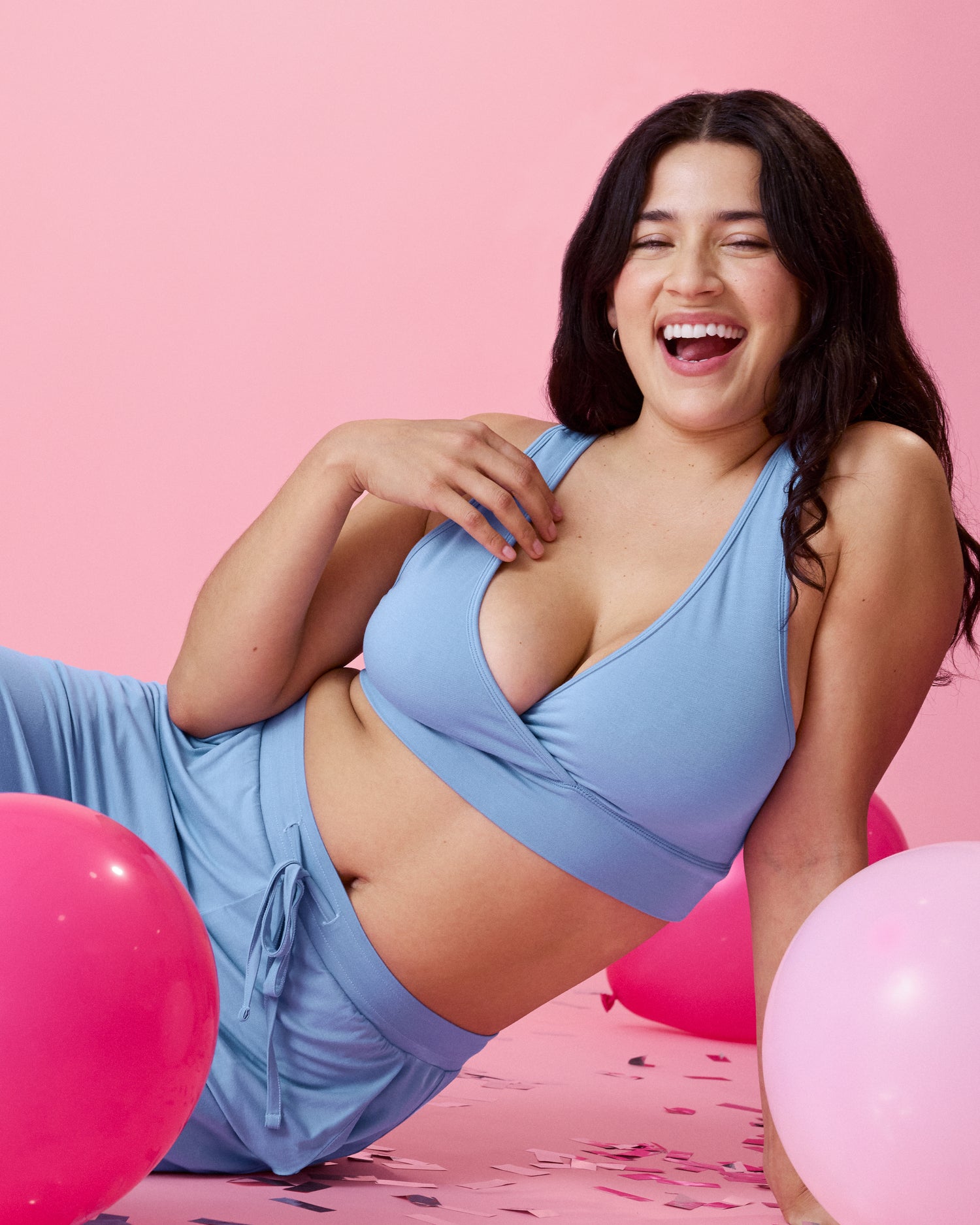 French Terry Racerback Nursing & Sleep Bra | Soft Pink - Image 35