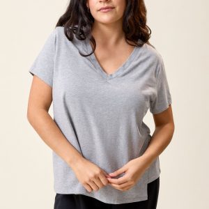 Modal V-neck Nursing T-shirt | Grey Heather