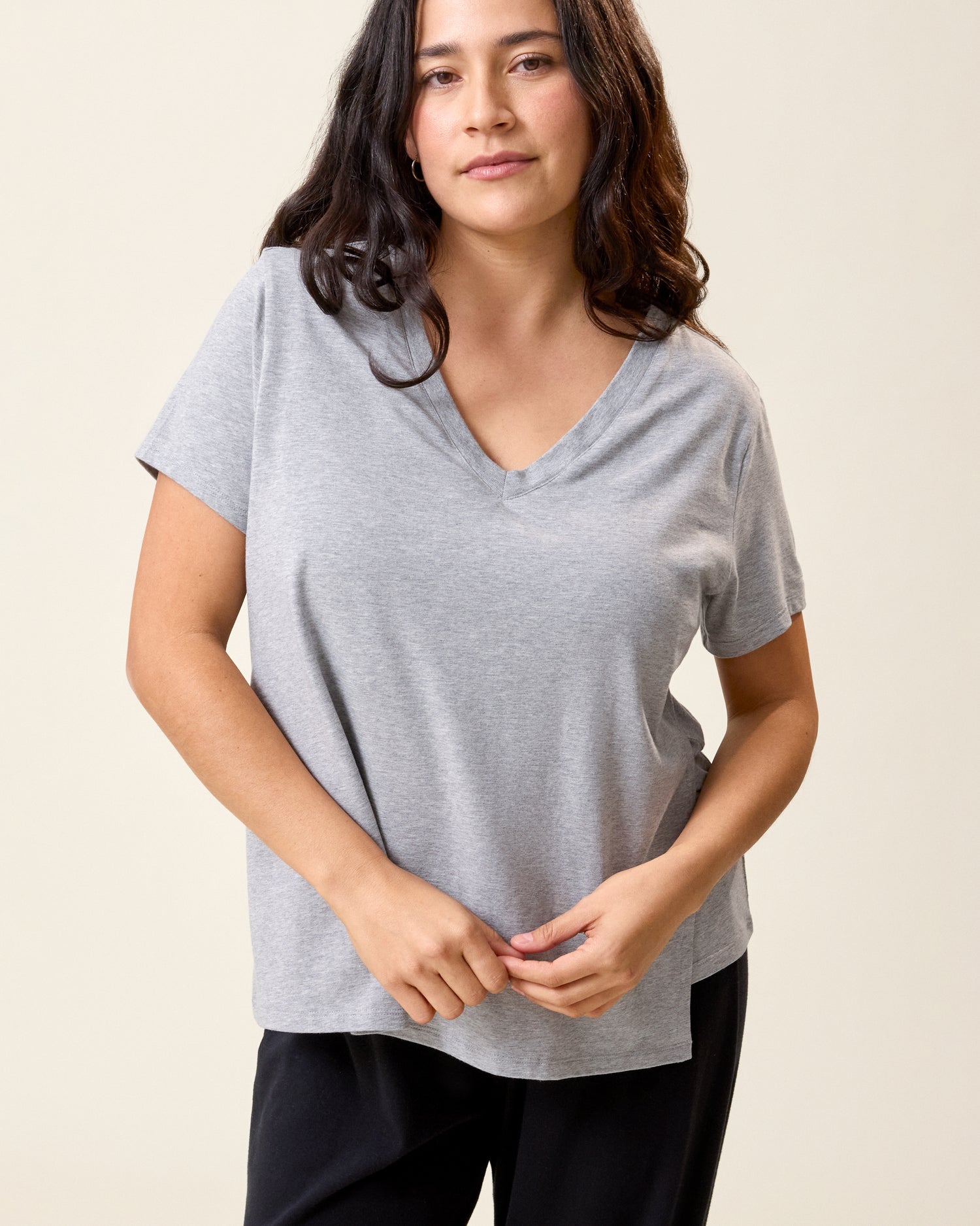 Modal V-neck Nursing T-shirt | Grey Heather