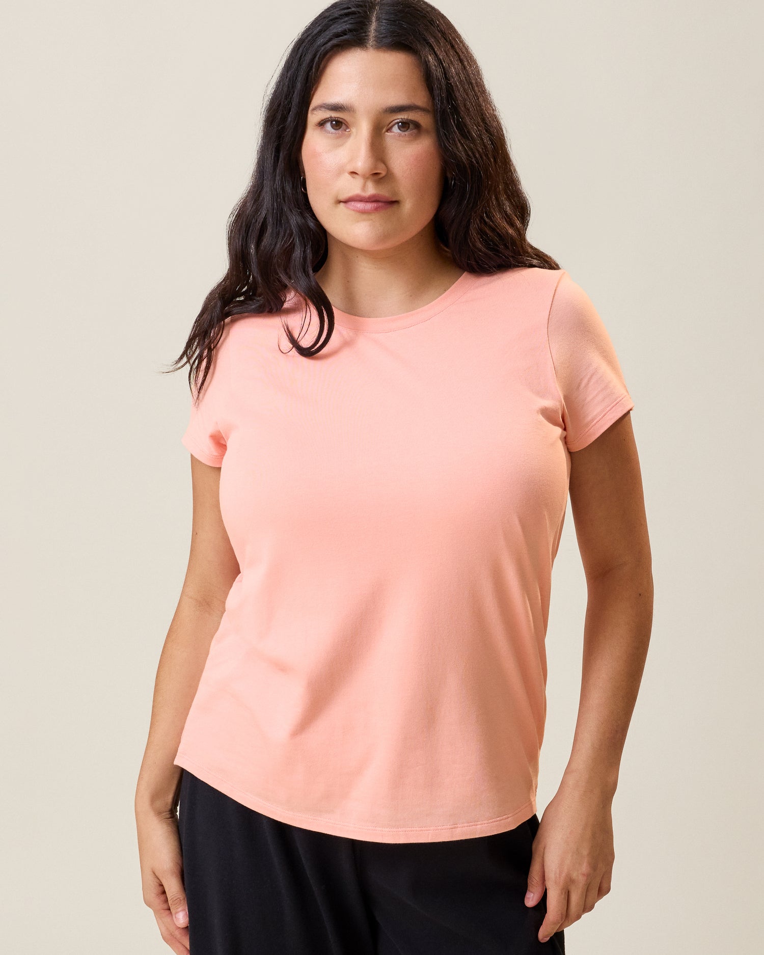 Modal Crew Neck Nursing T-shirt | Sunset Pink