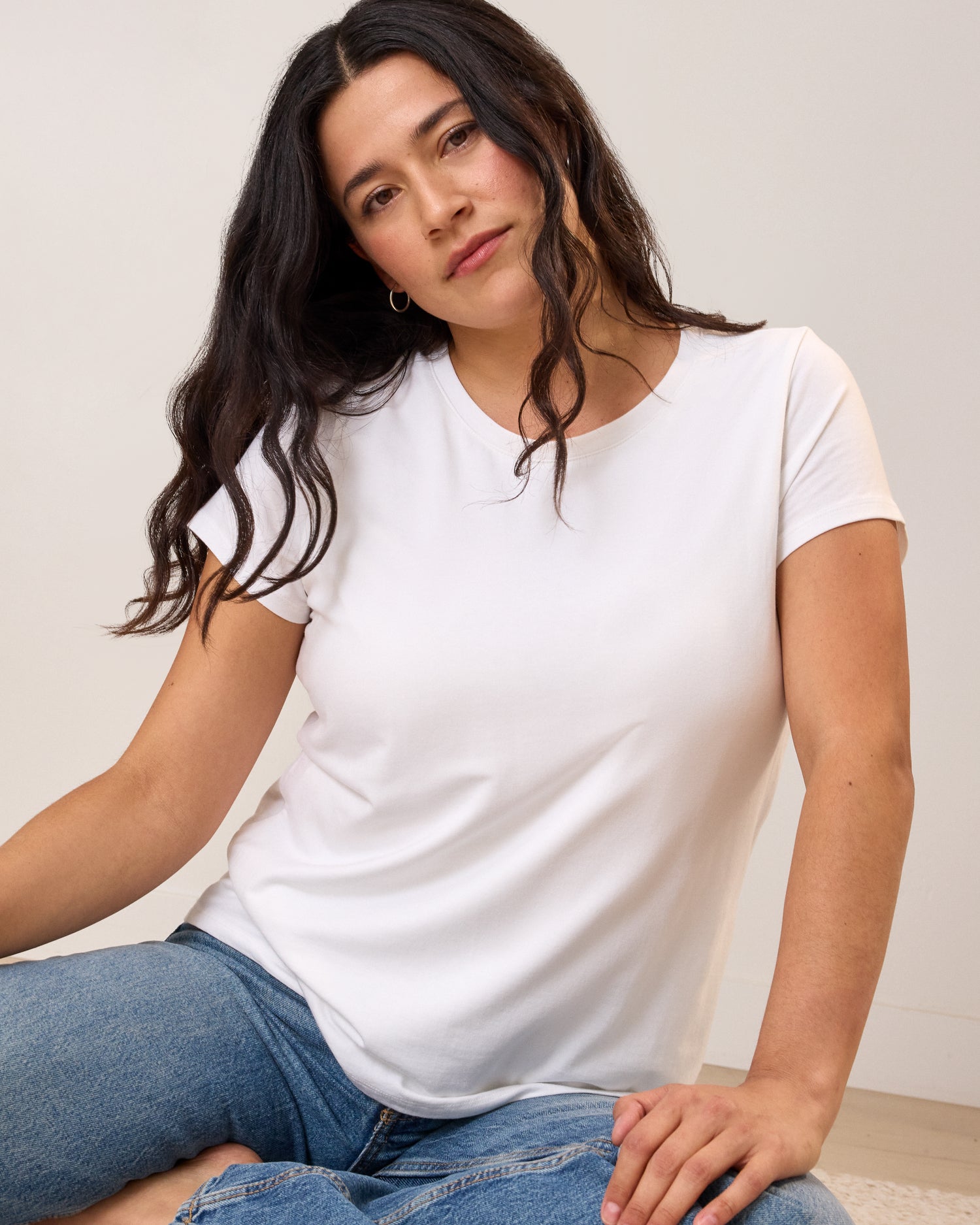 Modal Crew Neck Nursing T-shirt | White - Image 6