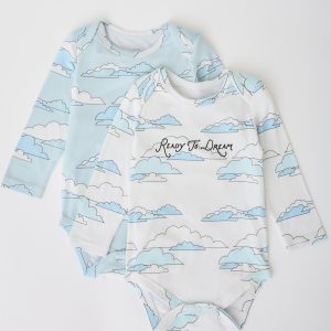 Long Sleeve Bamboo Onesie Two-Pack | Clouds