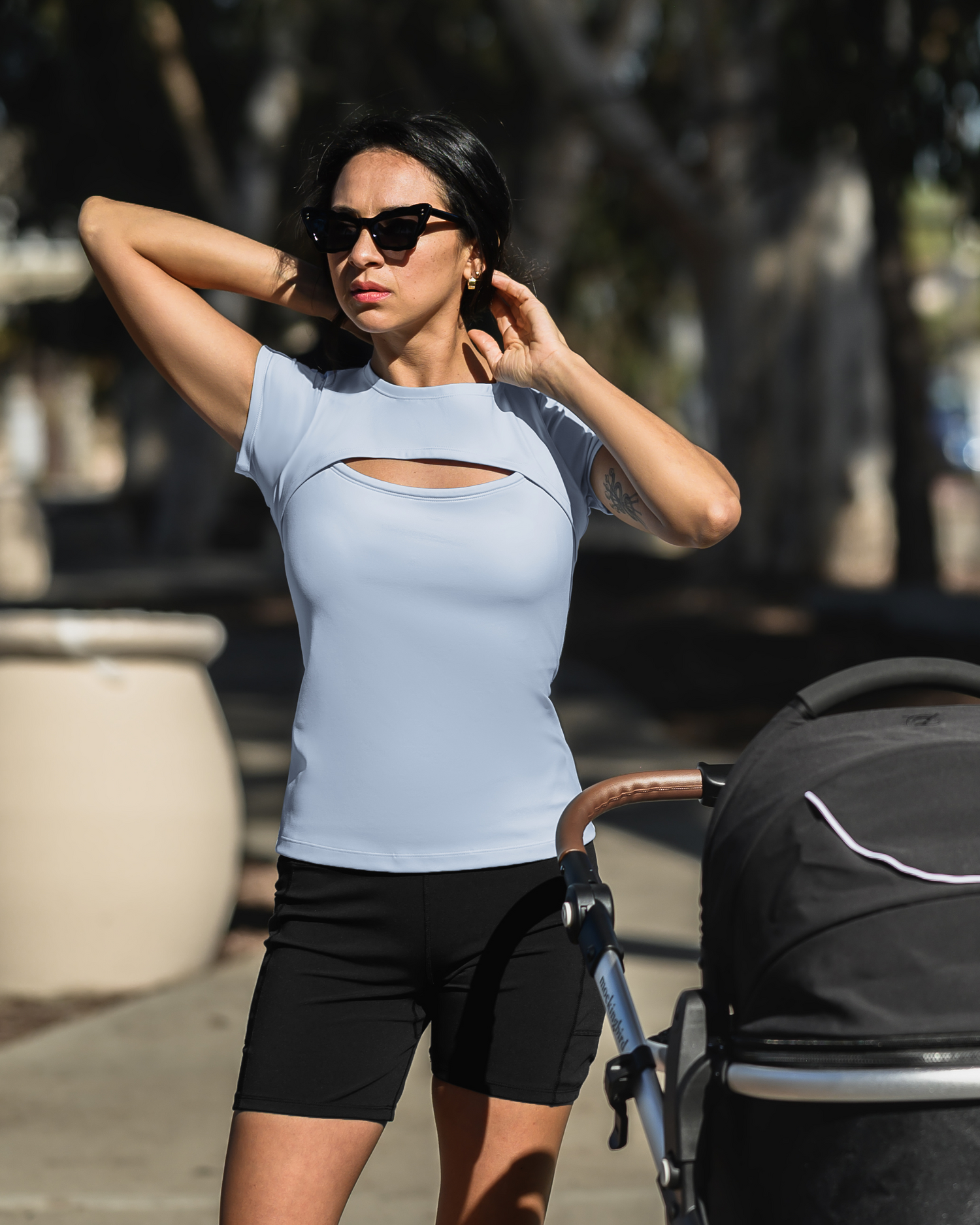 Luna Active Cut Out Nursing Top | French Blue - Image 6