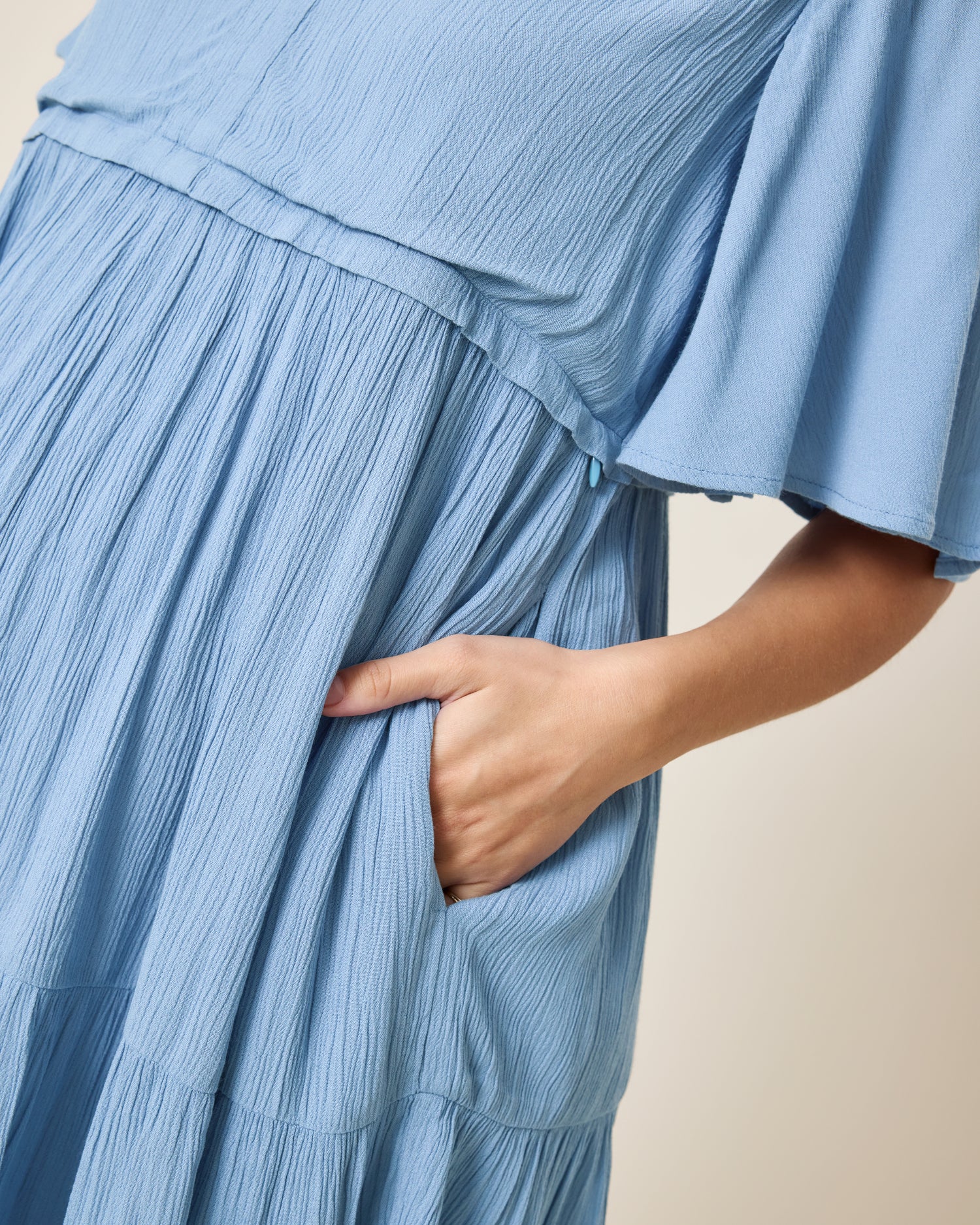 Marlowe Maternity & Nursing Mini Dress | Vintage Blue - Image 5