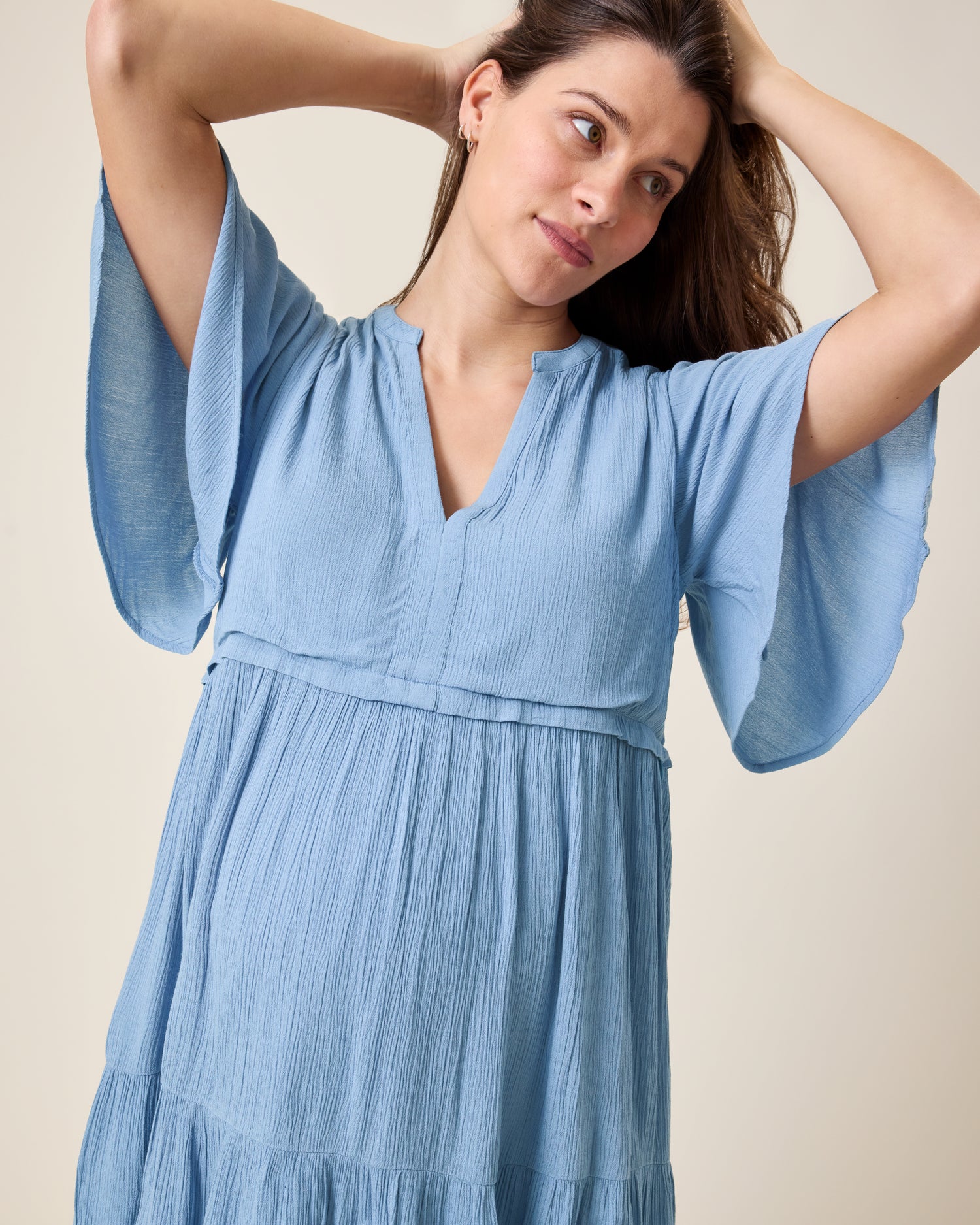 Marlowe Maternity & Nursing Mini Dress | Vintage Blue - Image 4