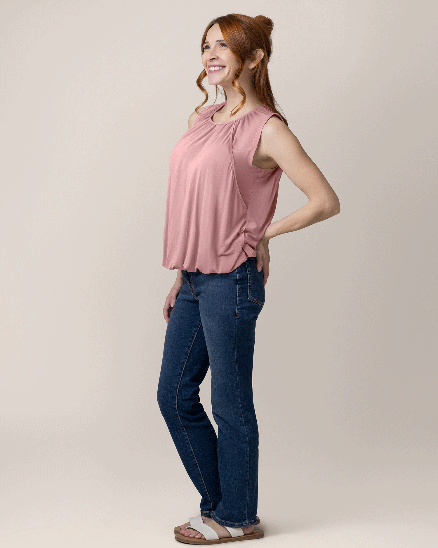 Piper Bubble Hem Nursing Tank | Light Mauve - Image 4