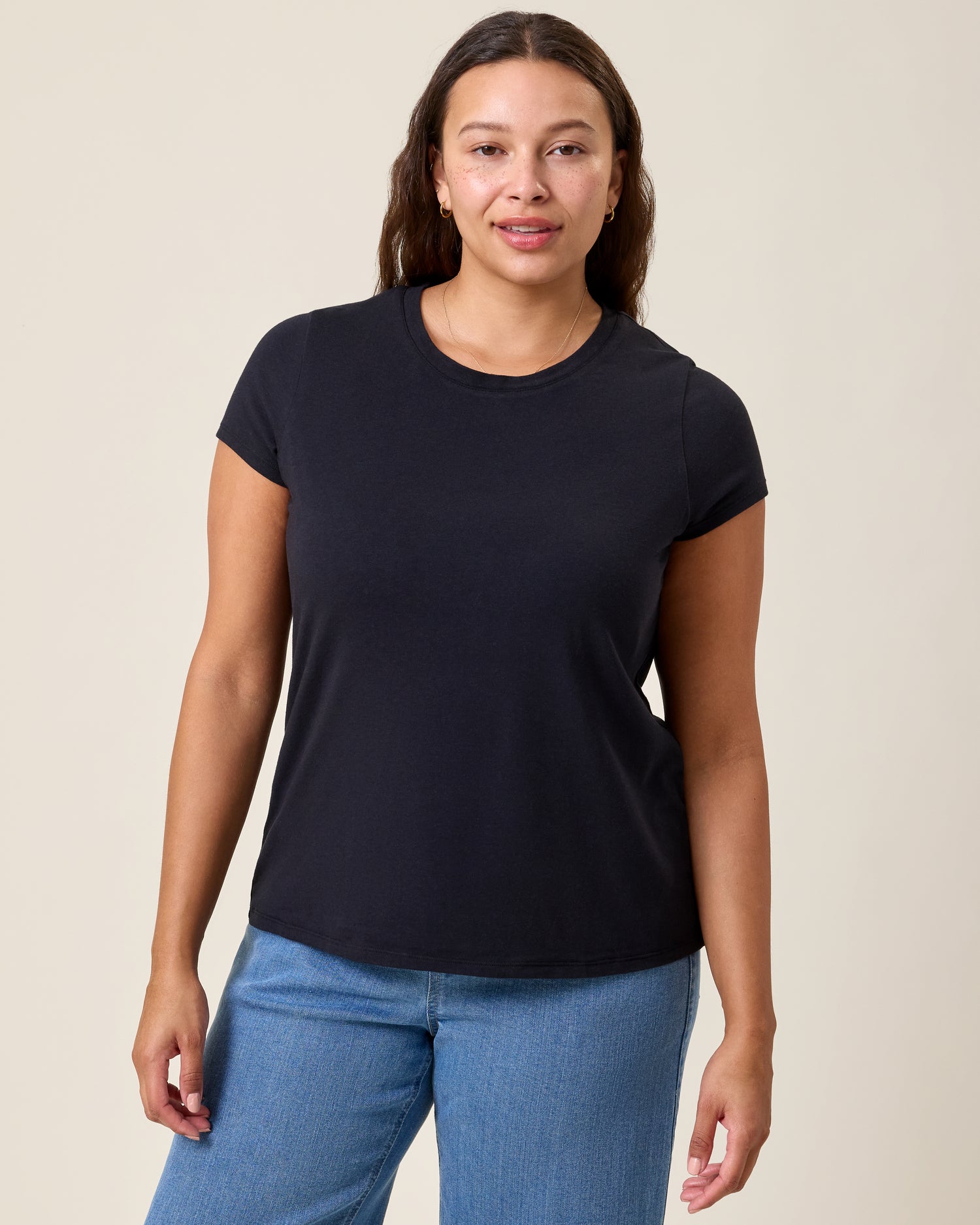 Modal Crew Neck Nursing T-shirt | Black