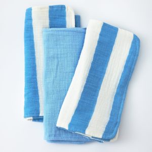 Organic Muslin Burp Cloth (Three-Pack) | Blue Wide Stripe
