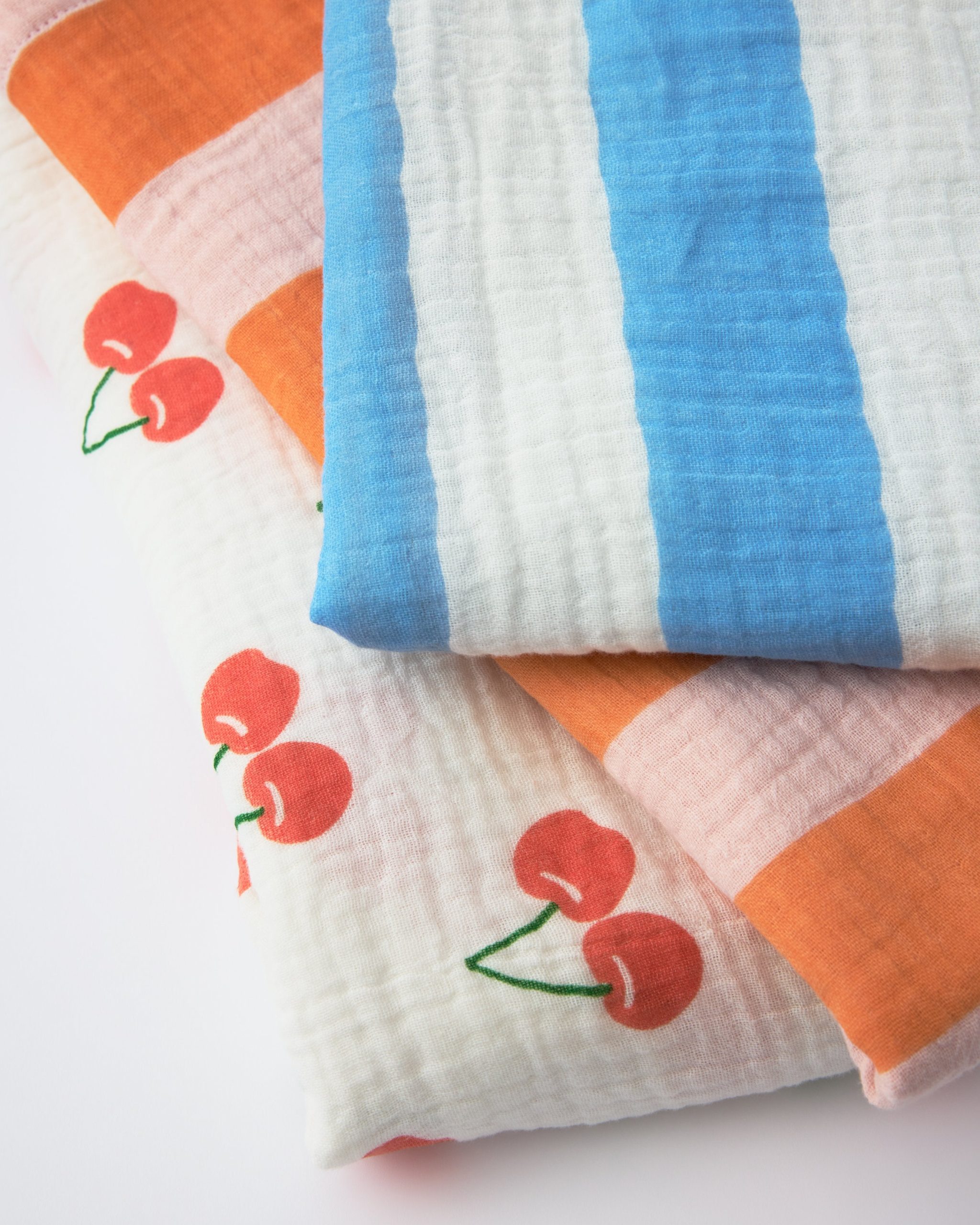 Organic Muslin Swaddle | White Cherries - Image 5