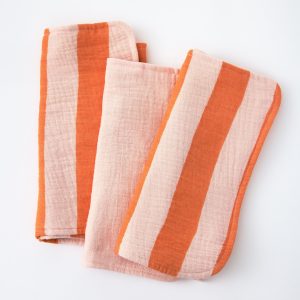 Organic Muslin Burp Cloth (Three-Pack) | Pink Wide Stripe