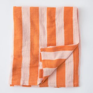 Organic Muslin Swaddle | Pink Wide Stripe