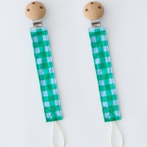 Pacifier Clip Two-Pack | Teal Gingham