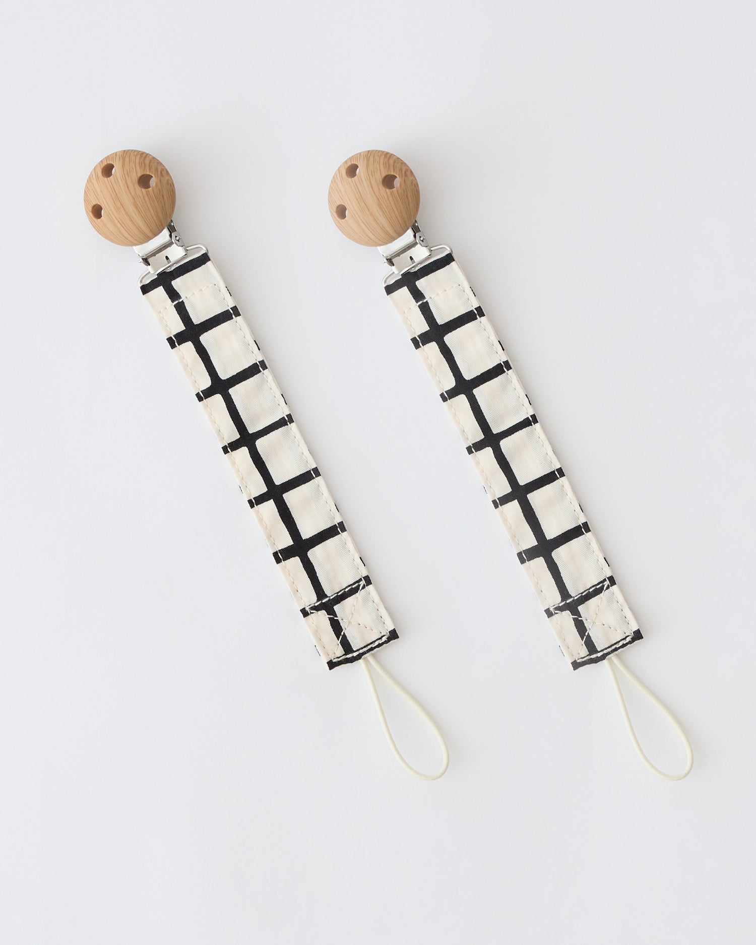 Pacifier Clip Two-Pack | Black Grid