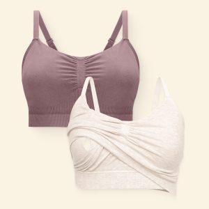 Sublime® Pumping Sleep Bra Two-Pack | Oatmeal Heather & Twilight