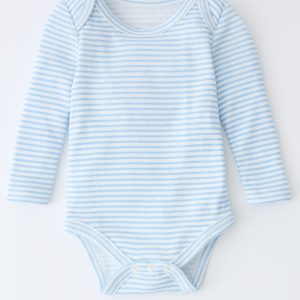 Pointelle Long Sleeve Onesie | Blue Candy Stripe