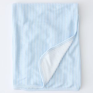 Pointelle Swaddle Blanket | Blue Candy Stripe