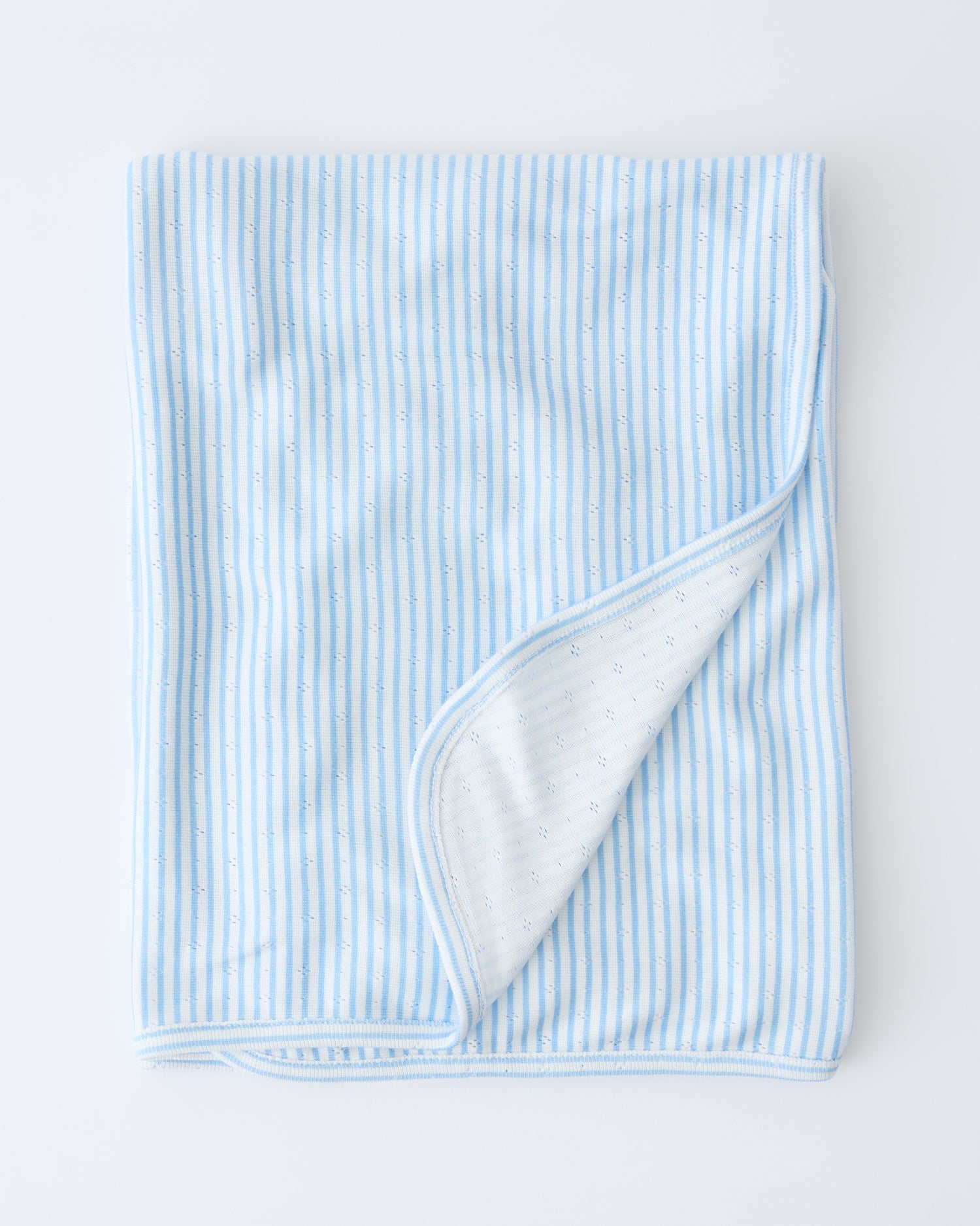 Pointelle Swaddle Blanket | Blue Candy Stripe