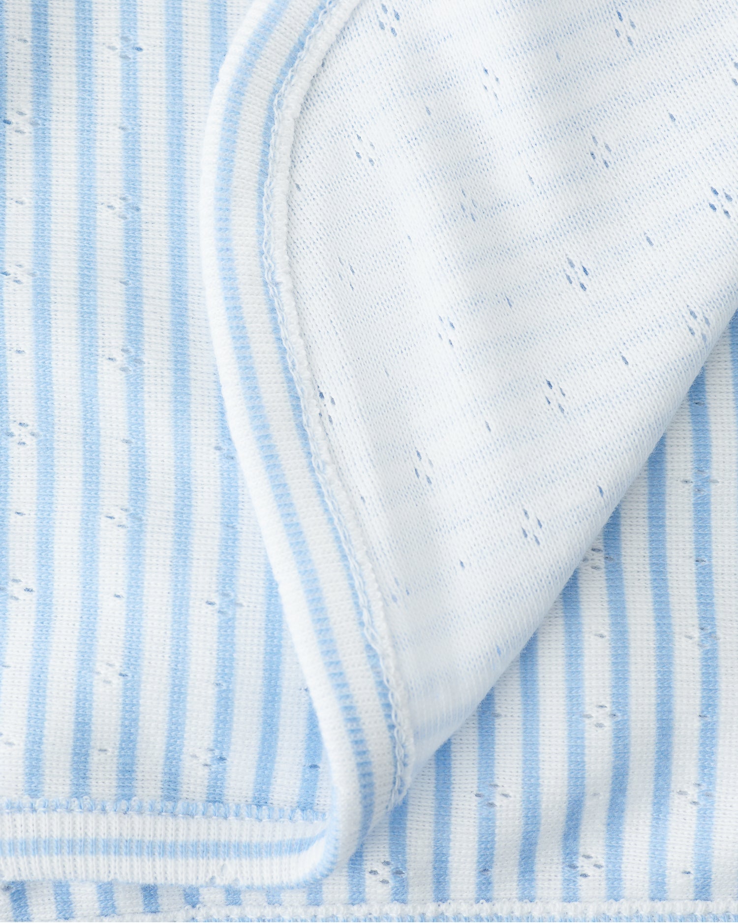 Pointelle Swaddle Blanket | Blue Candy Stripe - Image 2