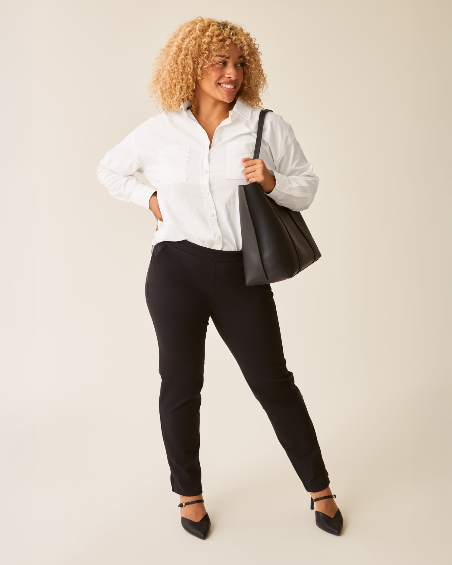Poplin Maternity & Nursing Button Up Shirt | White - Image 6