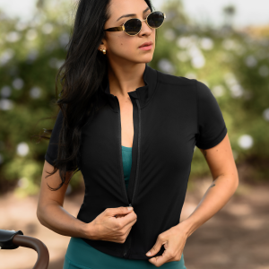 Presley Active Zip Front Nursing Top | Black
