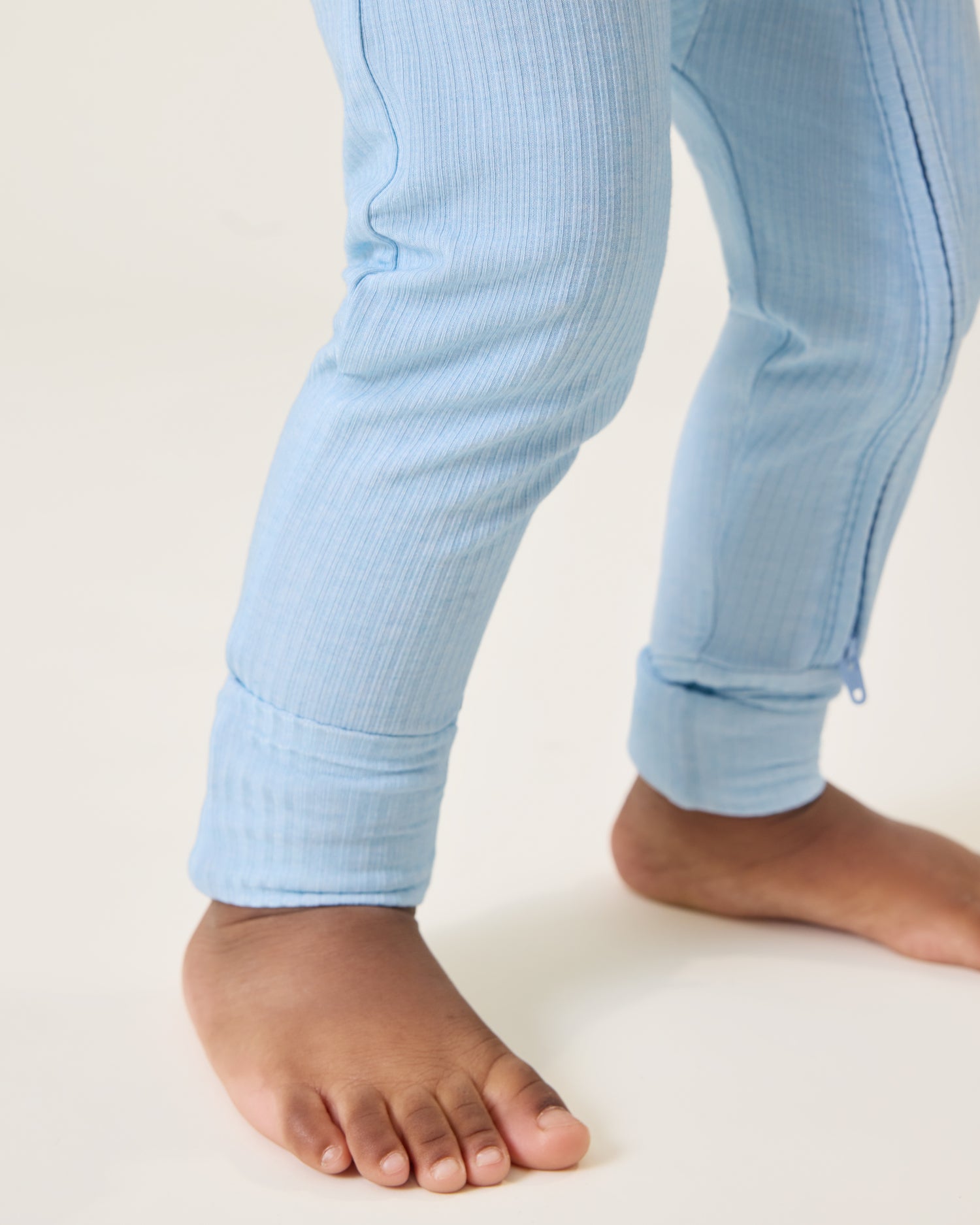 Ribbed Bamboo Baby Pajama | Blue Heather - Image 4