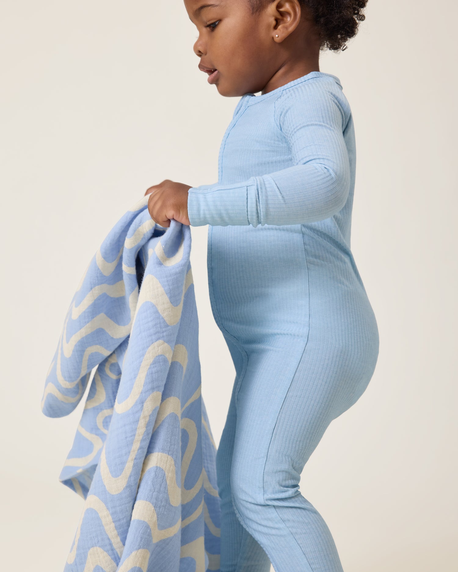 Ribbed Bamboo Baby Pajama | Blue Heather - Image 2
