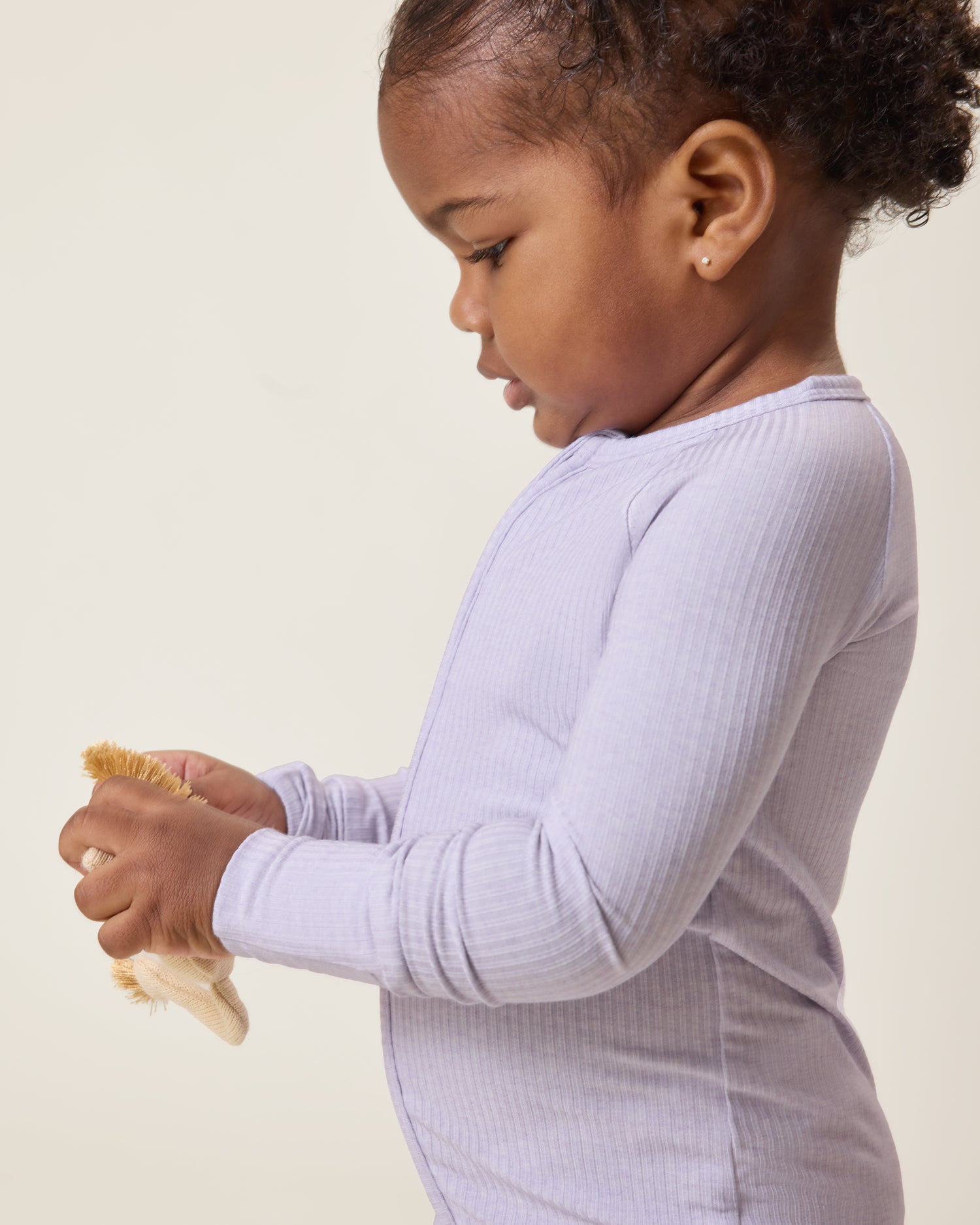 Ribbed Bamboo Baby Pajama | Lilac Heather - Image 2