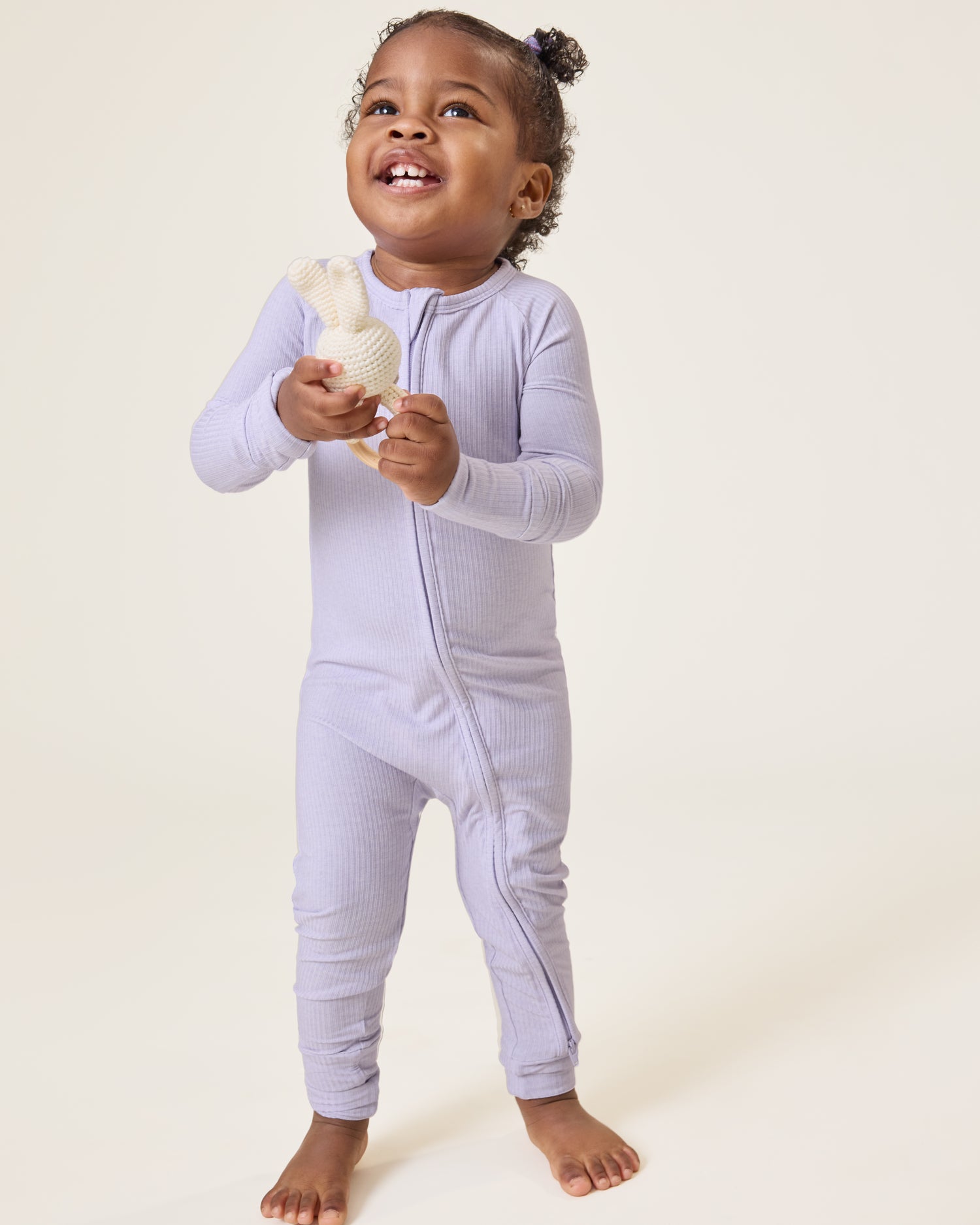 Ribbed Bamboo Baby Pajama | Lilac Heather