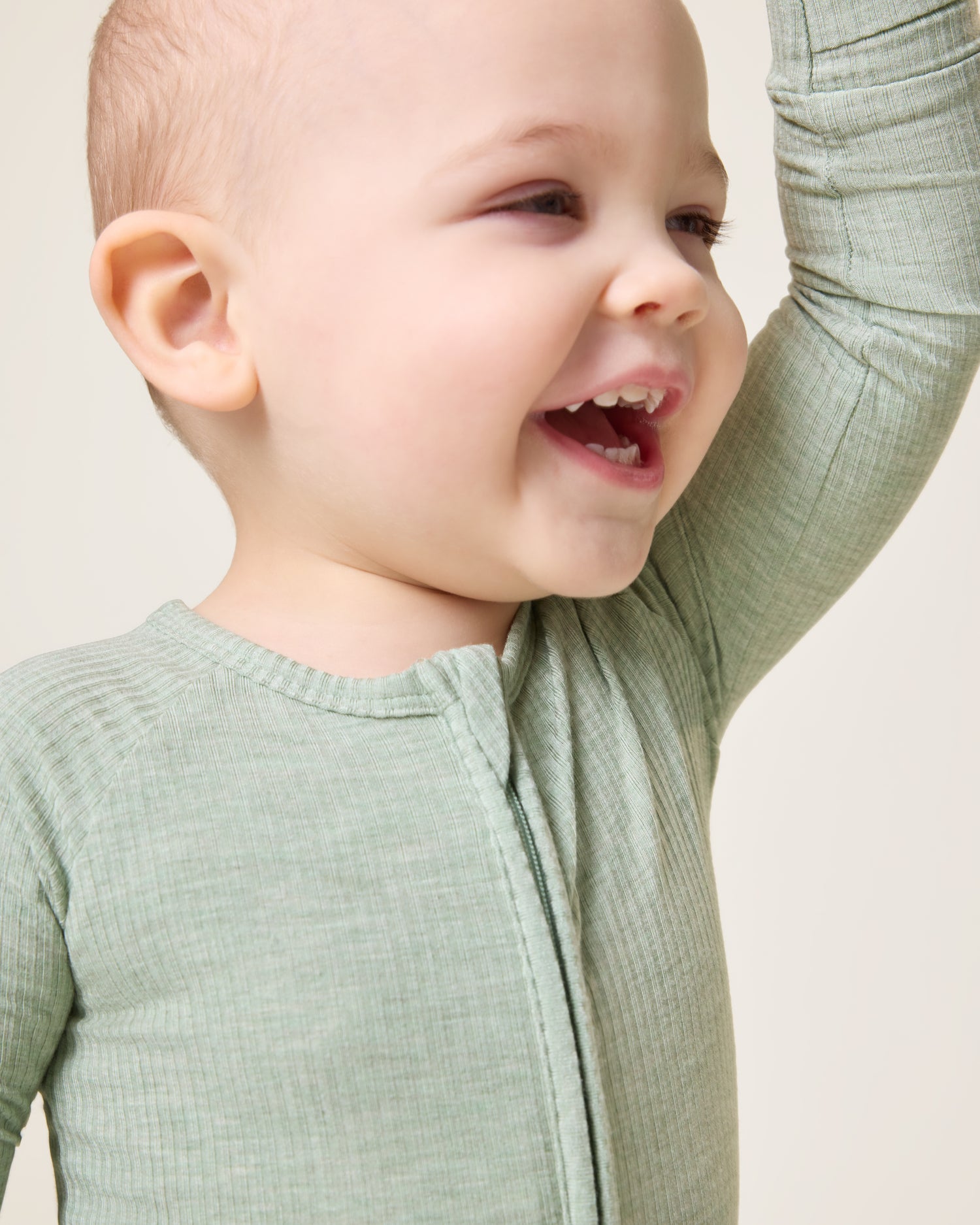 Ribbed Bamboo Baby Pajama | Sage Heather - Image 3