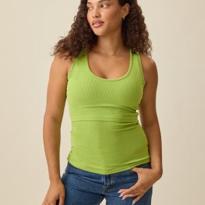 Ribbed Bamboo Scoop Neck Nursing Tank | Avocado