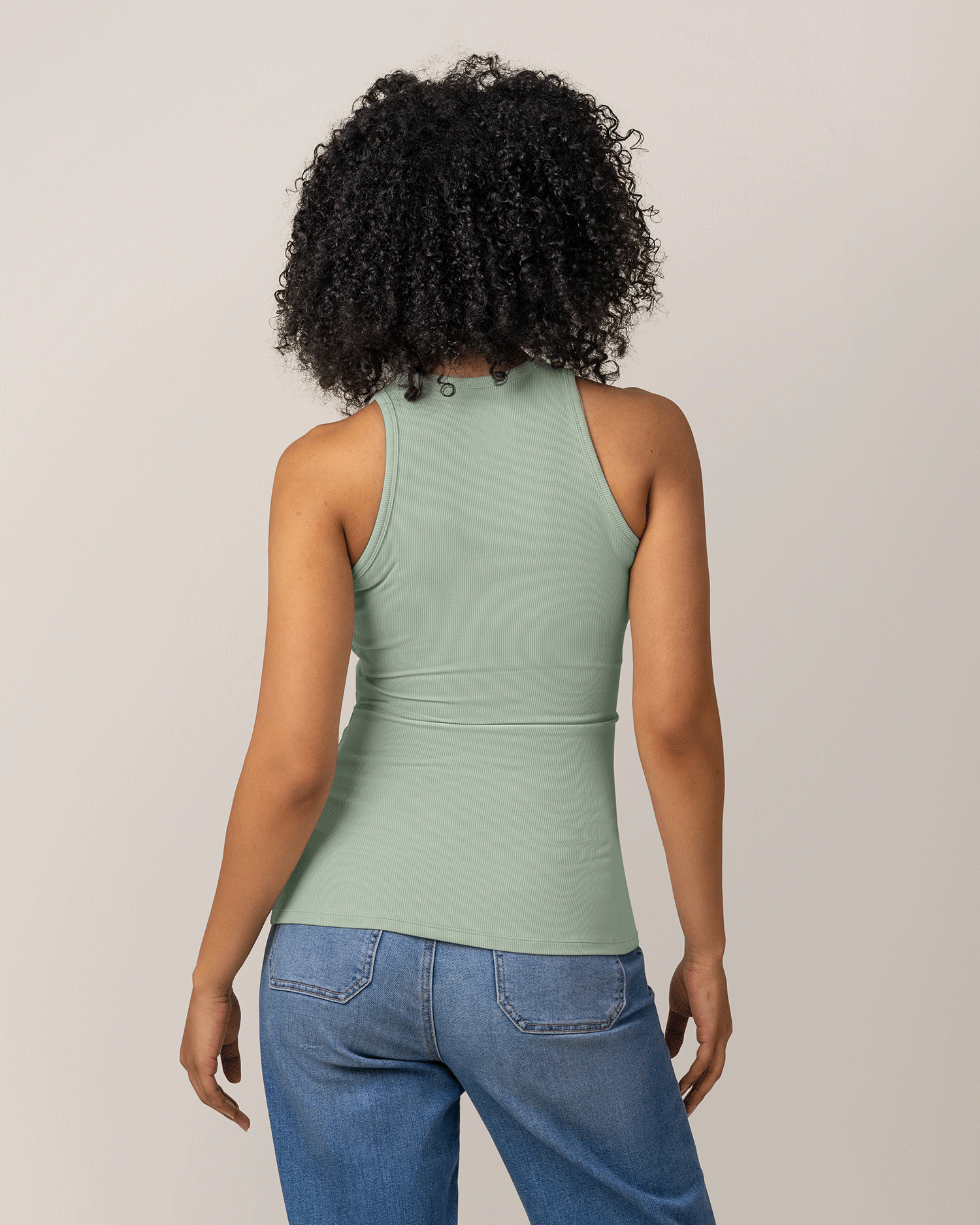 Ribbed Bamboo Racerback Nursing Tank | Aqua Mist - Image 3