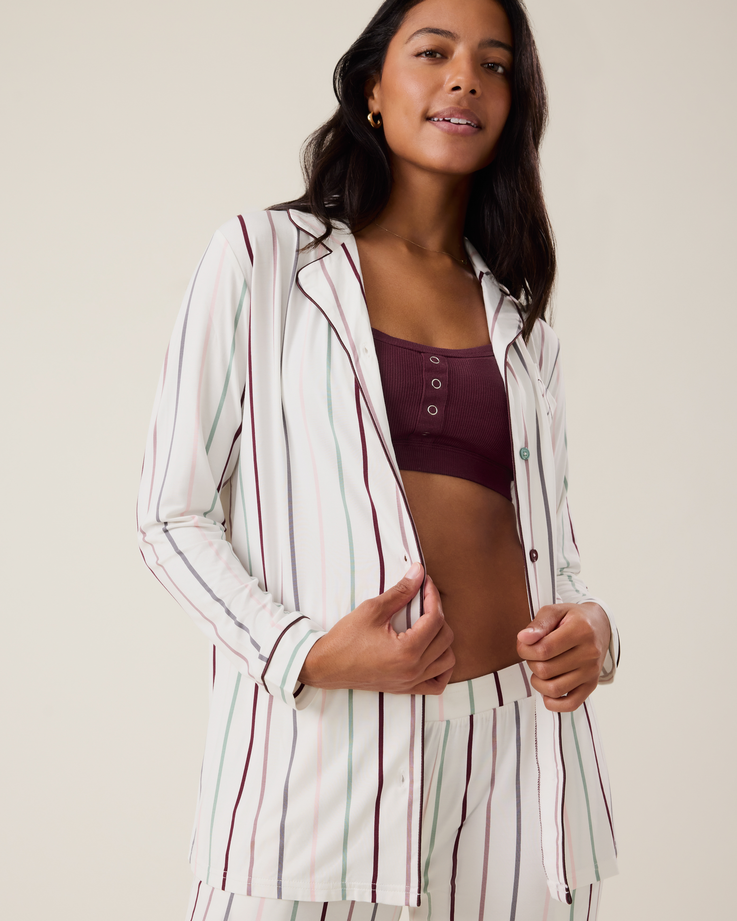Bamboo Long Sleeve Pajama Set | Dandelion Stripe - Image 24