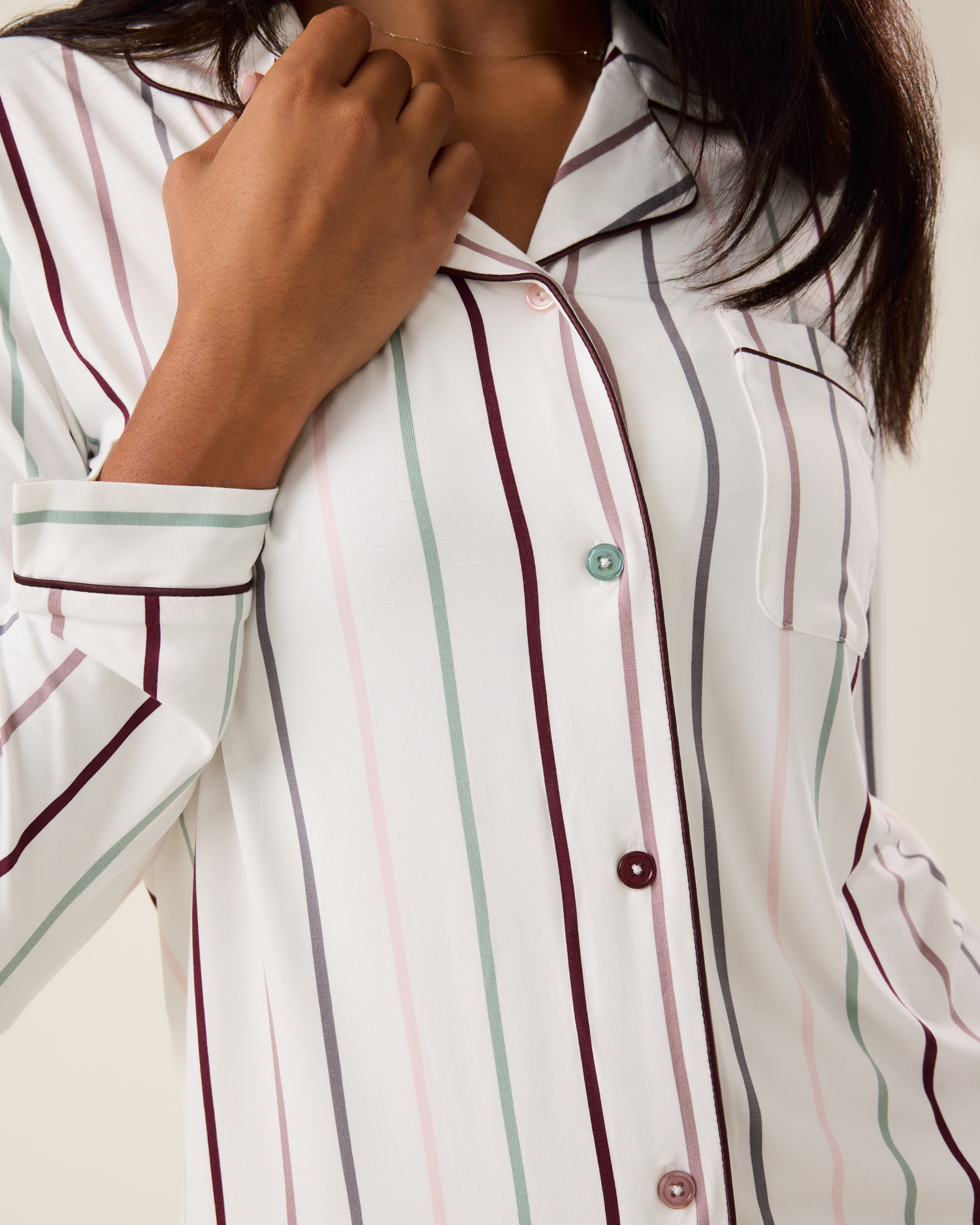 Bamboo Long Sleeve Pajama Set | Dandelion Stripe - Image 25