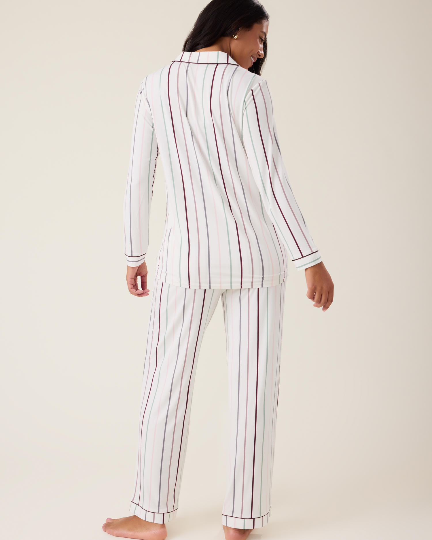 Bamboo Long Sleeve Pajama Set | Dandelion Stripe - Image 27