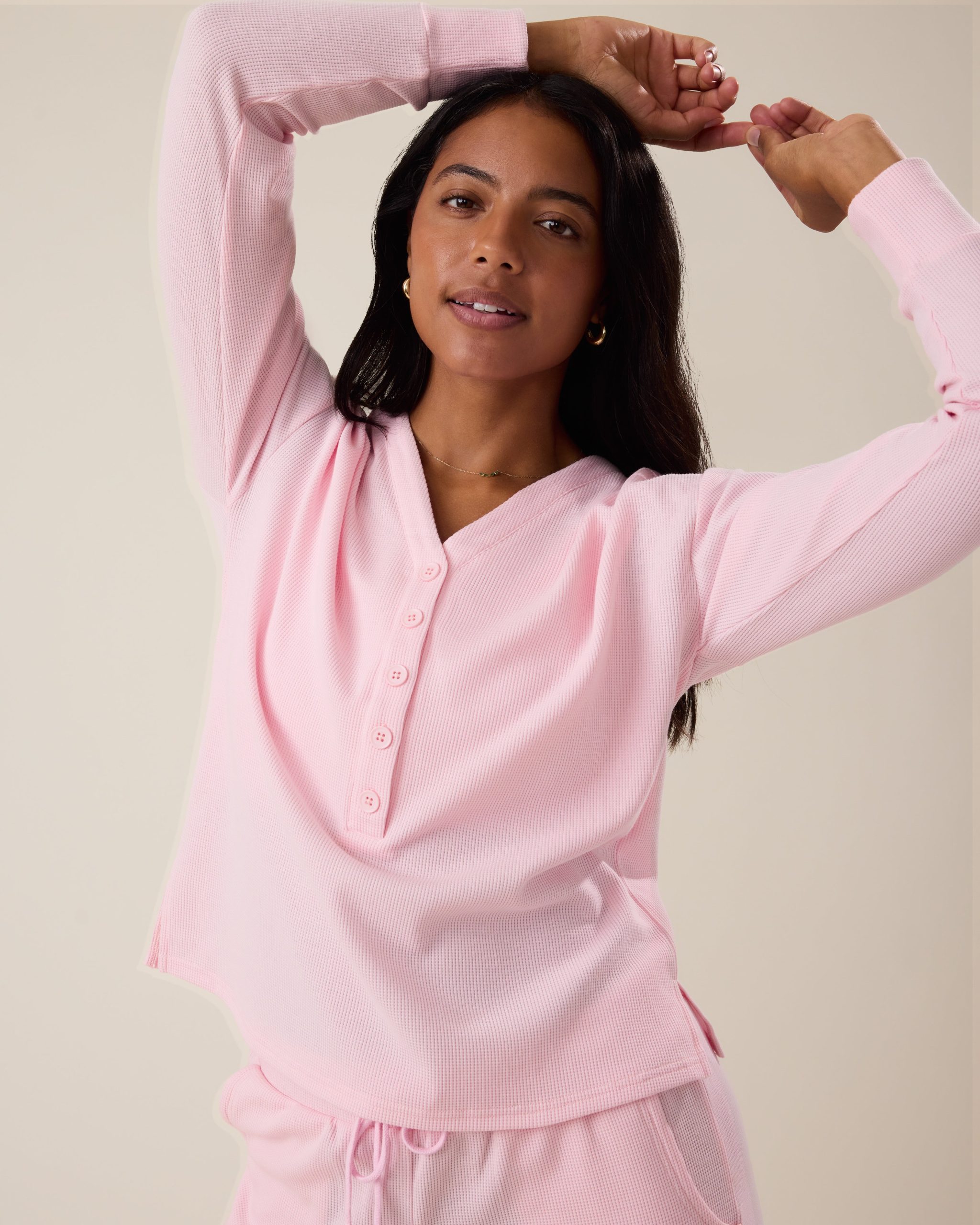 Waffle Maternity & Nursing Lounge Set | Pale Pink - Image 6